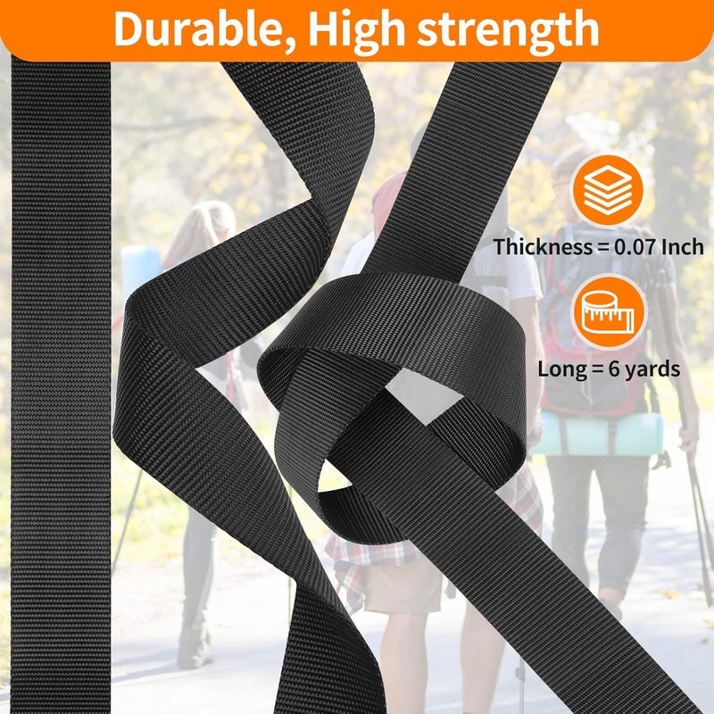 BEYOURD 2" Heavy-Duty Buckle & Straps Set: 6-Pack Side Release Plastic Buckles, 6 Yards of Thick Nylon Webbing, 12 Tri-Glide Slide Clips, No Sewing Required (2 Inch Combo Set) - Image 5